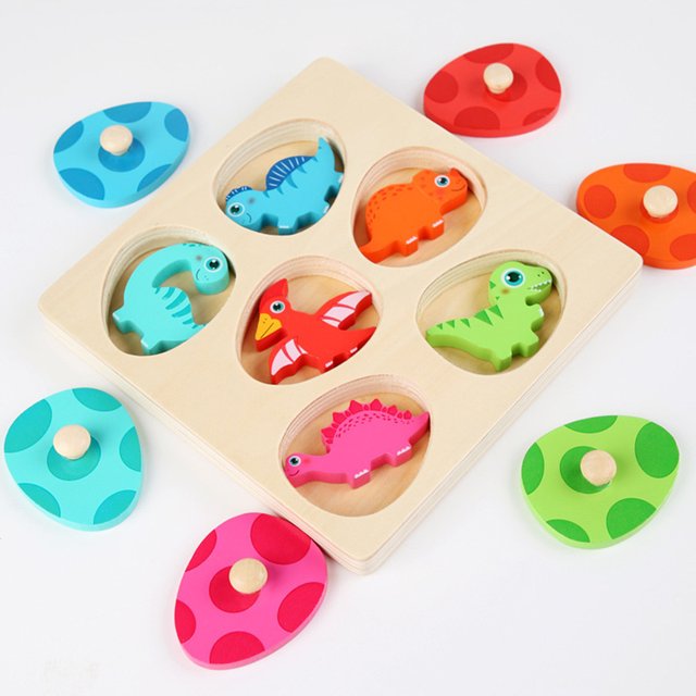 Juegos De Mesa De Memoria De Dinosaurio De Madera, Juguete Para Niños, Juego De Rompecabezas 3D, Juguetes Educativos Para Niños, Regalo De Cumpleaños ANGGREK Wooden Dinosaur Memory Board Games