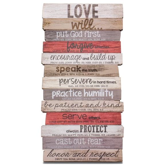 Lighthouse Christian Products 184298 Wall Plaque-Love - 16.5 x 8.5-MDF Wood - No. 45029 - Jan