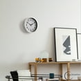 thumbnail image 7 of Clockswise 8-in Round Quartz Wall Clock Non-Ticking Battery Operated with Silent Sweep Movement, Aluminum Silver Frame, Perfect for Home Kitchen Office Living Room Study Hallway Classroom, White Face, 7 of 7