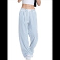 thumbnail image 3 of Pantalones Bóxer de Pijama A Rayas de Cuadros para Mujer, Cómodos y Bonitos con Bolsillos, Conjuntos de Otoño Y2K Azul M, 3 of 9