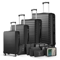 4 Piece Luggage Sets Travel Suitcase Set,20/24/28/32 inch Luggage with 7PCS Organizer Bags, Black