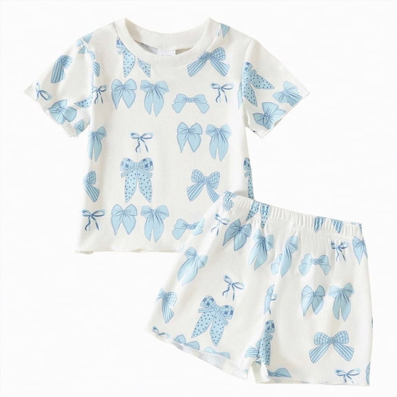 HCNTES Toddler Baby Girl Clothes 12 18 24 Month 2T 3T Summer Outfit Cherry Graphic T-shirts Shorts Set
