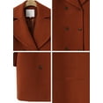 thumbnail image 6 of Womens Wool Blend Double Breasted Pea Coat Notched Lapel Mid Long Trench Overcoat with Pockets Brick Red S, 6 of 7
