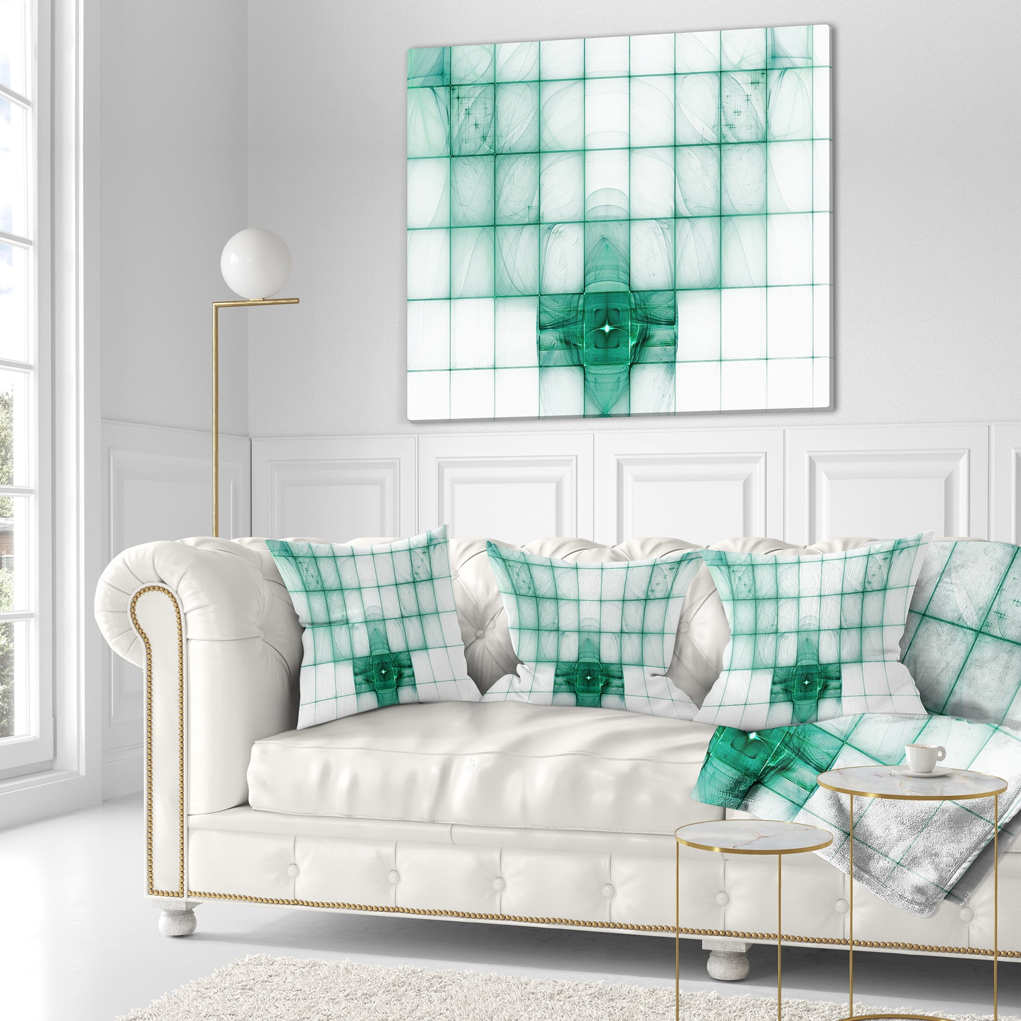 Designart Light Blue Bat on Radar Screen - Abstract Throw Pillow - 18x18