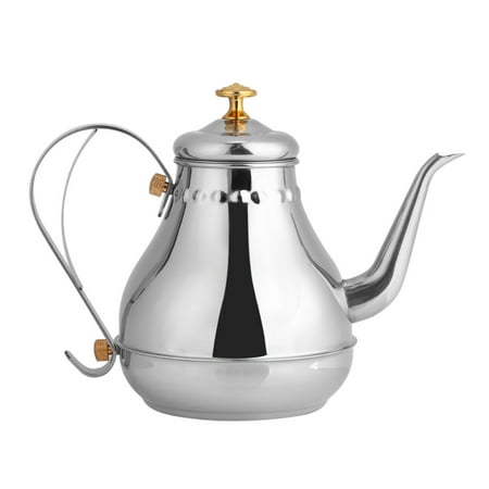 

1.2L Silver Coffee Pot Stainless Steel Thickened Exquisite Gooseneck Pour Coffee Drip Kettle with Tea Filter for Home Office Indoor