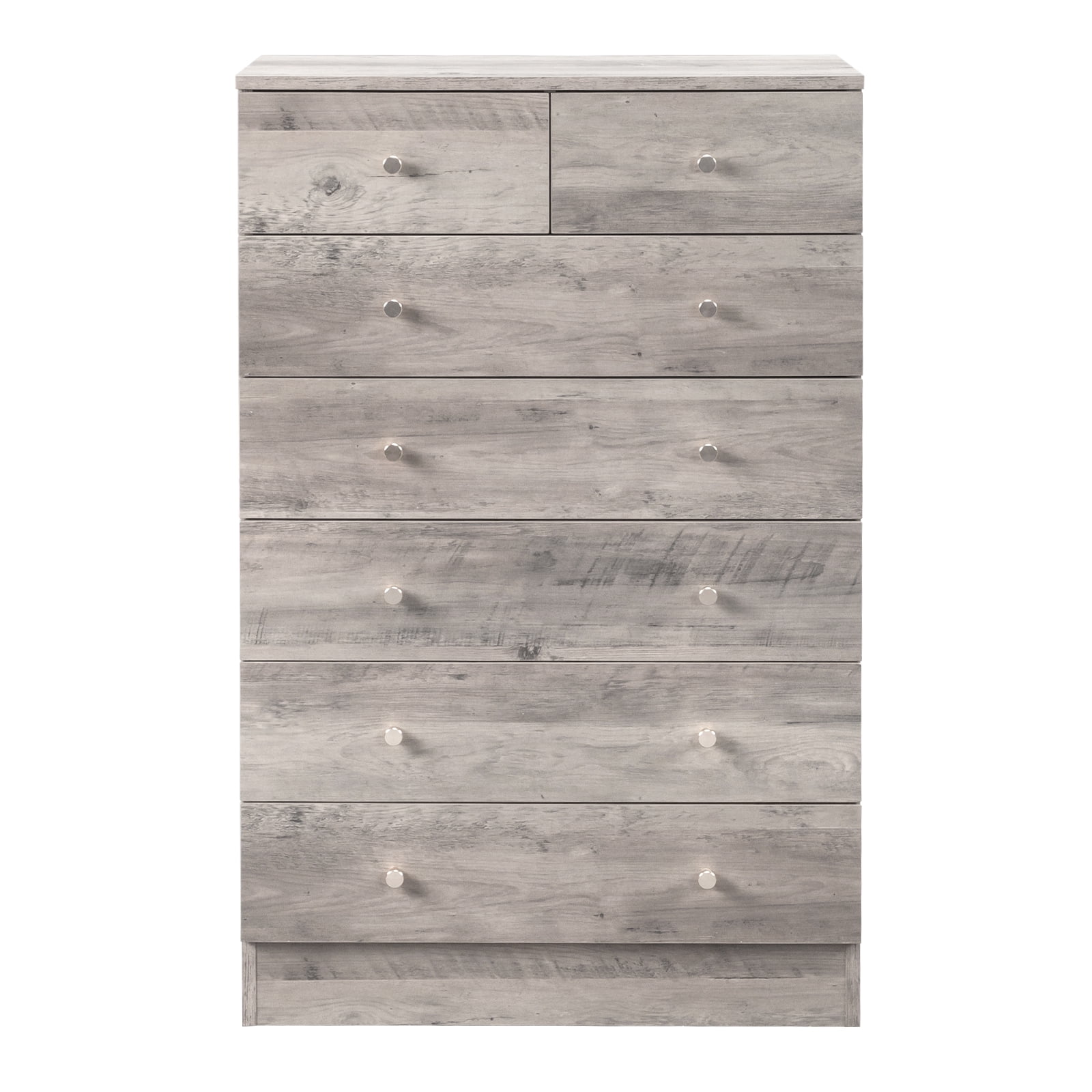 Modern Simple 7-Drawer Dresser Particle Board For Family Room Bedroom & Living Room Space-Saving Storage & Decor​ Gray