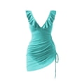 thumbnail image 7 of CHGBMOK Womens One Piece Swimsuits Sexy V Neck Sleeveless Backless Ruffles Suits Mesh Fitted Side Slit Swimwear, 7 of 7