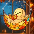 thumbnail image 5 of Halloween Faux Stained Glass Ghost Ornaments Acrylic, Halloween Decor Cute Suncatcher, Cute Ghost Gift for Book Lovers, Gothic Fall Decor for Window, 5 of 14