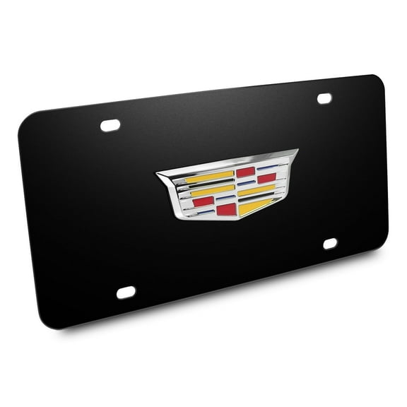 Cadillac Crest New 3D Metal Logo Black Stainless Steel License Plate
