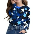 thumbnail image 2 of CHEEREAM Girls Long Sleeve T Shirts Kids Fall Tops Star Print Crewneck Basic Tees 3-14Years, 2 of 8
