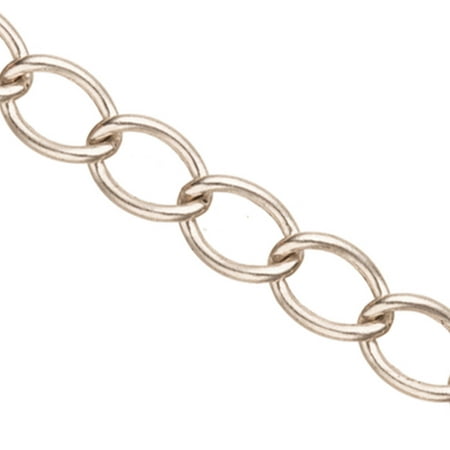 Antique Silver Curb Chain, Antique-Silver Plated Brass 8.6mm With 15 Gauge Wire Sold per pkg of 5 Ft