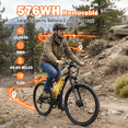 thumbnail image 5 of XKJQTA Electric Bike for Adults with 750W Brushless Motor,25MPH,Commuting Electric Mountain Bike,576Wh Removable Battery,7-Speed,26" Tires,Full Suspension,Lightweight Ebike for Teens,40 Miles,UL2849, 5 of 12