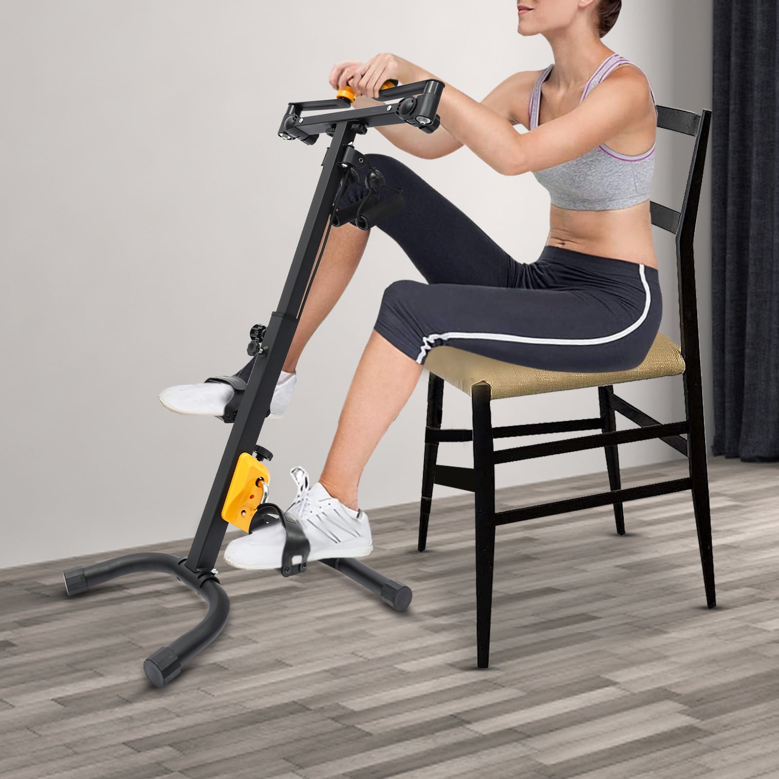 Adjustable Height Exercise Bike with Resistance Bands and Non-Slip Foot Pedals for Home Use, Ideal for Elderly Rehabilitation