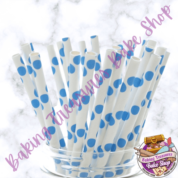 Blue Polka Dot Paper Straws*