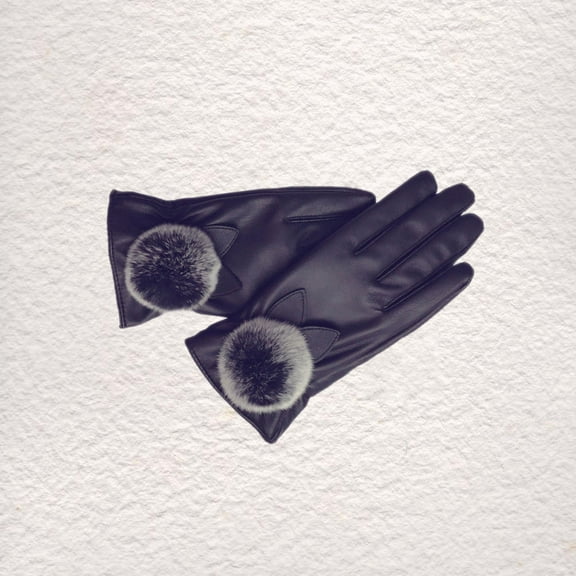 SHINYPASING Women Warm Glove Fleece Black 1 Pair