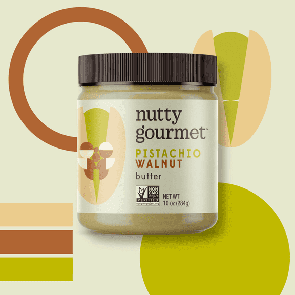 Nutty Gourmet Pistachio Walnut Butter - 10oz, 6-pack (Low-Sugar, Gluten-free, Peanut-free)