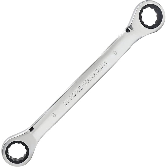 (8 mm x 9 mm)Double Box End Ratcheting Wrench 72 Teeth 12 Point Ratchet Gear Spanner Tools, Heat-Treated CR-V