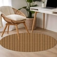 thumbnail image 4 of Round Rugs 3Ft, Vintage Rattan Round Area Rug Washable Indoor Throw Carpet, Minimalist Abstract Wicker Texture Brown Small Non Slip Circle Rug for Bedroom Living Room Home Decor Aesthetic, 4 of 8