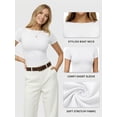 thumbnail image 4 of MOYIKO Womens T Shirts Short Sleeve Boat Neck Slim Fit Tee Basic Summer Tops, 4 of 7