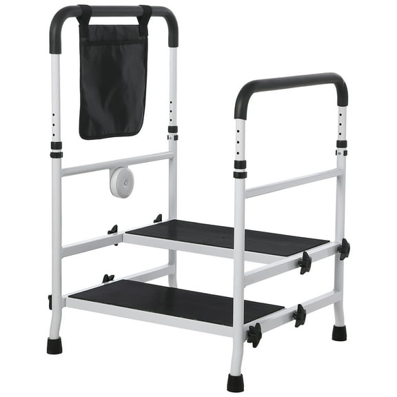 Step Stool with Handle and Non Skid Rubber Platform, Lightweight and Sturdy Stool for Seniors, Adults and Children, Holds Up to 450 LB for Bedside