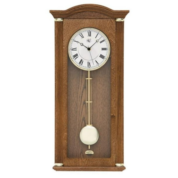 River City Clocks 5207O Oak Chiming Wall Clock with Brass Accents