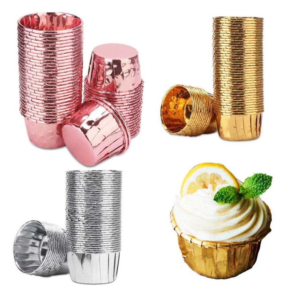 50-Count Foil Metallic Cupcake Case Liners Baking Cups for Cupcakes,Muffins Standard Style One