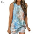 thumbnail image 3 of Qarigey Amart Mujeres Tie Dyed Print Sin Mangas Cuello Top Impreso Twisted Tank Tops Prendas para la parte del cuerpo Cielo azul XL, 3 of 6