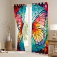thumbnail image 3 of Homewish Colorful Butterflies Kitchen Curtains,Watercolor Boho Glass Black Out Curtains Pack of 2 (42x63 Each), 3 of 6