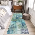 thumbnail image 4 of Blue Sage Green Boho 2'x6' Runner Rugs for Hallway Kitchen Bedside Non Slip Washable, Vintage Ethnic Tribe Abstract Art Entryway Rug Runners with Rubber Backing, Long Carpet Runner for Laundry Room, 4 of 8