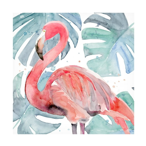 Annie Warren 'Flamingo Splash II' Canvas Art