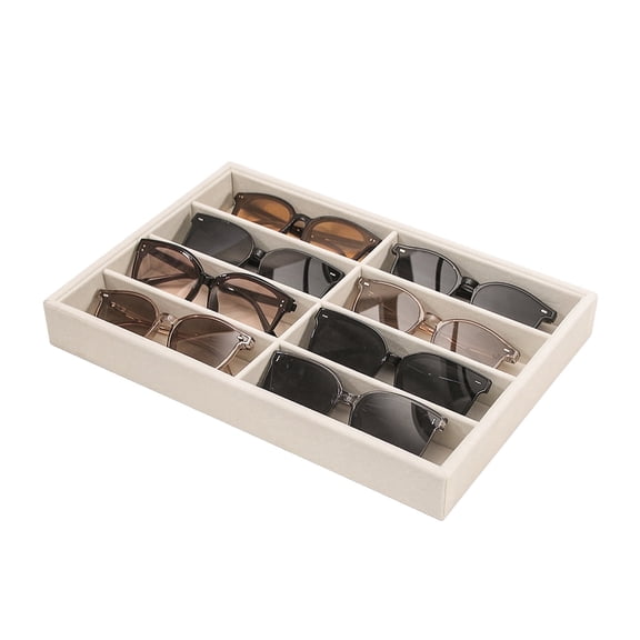 Coward Sunglass Organizer Tray, Beige Velvet Glass Organizer Trays, Eyeglasses Watches Jewelry Display Tray