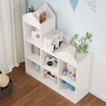 thumbnail image 3 of 7-Cubby Kids Bookshelf Wooden Toy Storage Organizer Bookcase Toddlers Playhouse Cabinet Shelf White Cubby Storage Toy Shelf for Playroom, Nursery, Kids Room, 3 of 9
