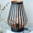 thumbnail image 2 of Decorative Medium Metal Cage Outdoor lantern, Decorative Battery Powered Cordless Lamp with Warm White Fairy Lights (Bronze), 2 of 5