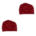 thumbnail image 4 of mmirethe Bonnet de Nuit en Coton Doux et Extensible pour la Perte de Cheveux Rouge Violacé 56-58cm 2Set, 4 of 6