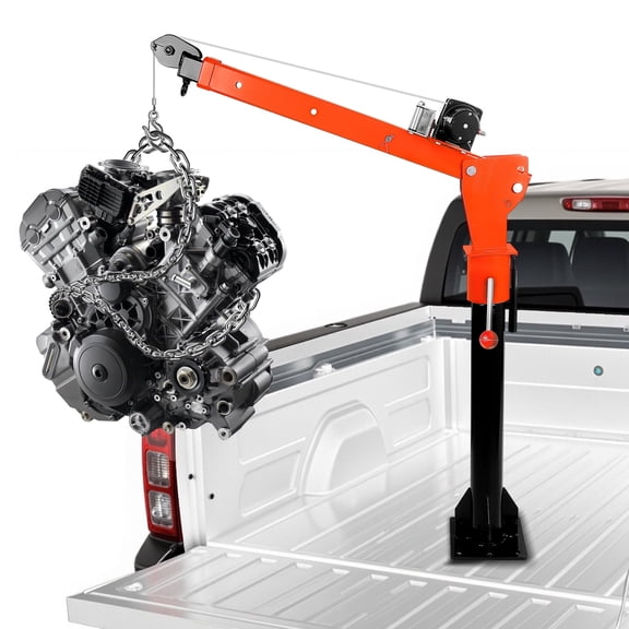 1100lb Pulling Force Folding Dismountable Hoist Truck Crane, Electric Truck Crane with 12V Electric Winch 2000 lb, Rotate Davit Crane for Construction, Warehouse & Site