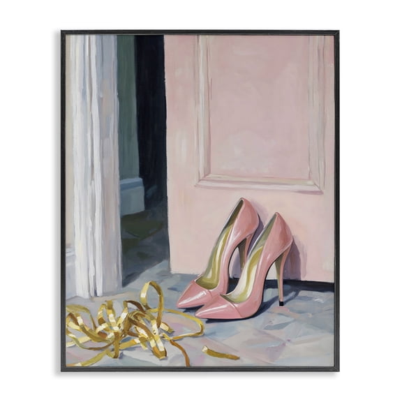 Stupell Industries Pink High Heels & Tinsel Black Framed Giclee Art, design by The Prints Vibe