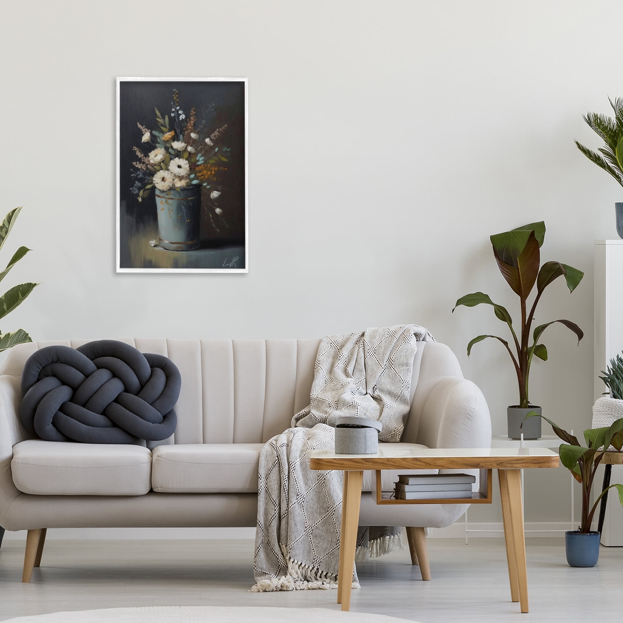 Stupell Industries Rustic Floral Bouquet Bucket White Framed Giclee Art, design by Creative Studio