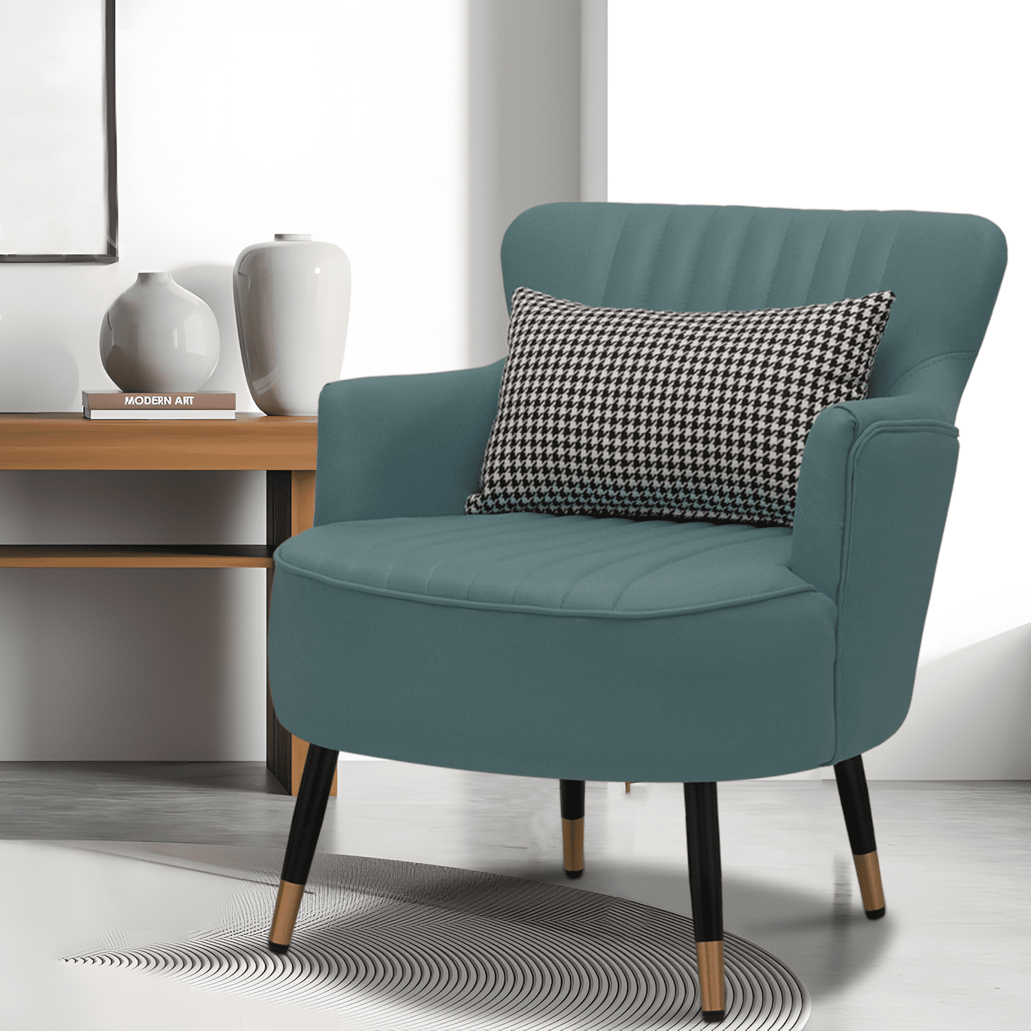 Modern emery upholstered chair with pillow deals