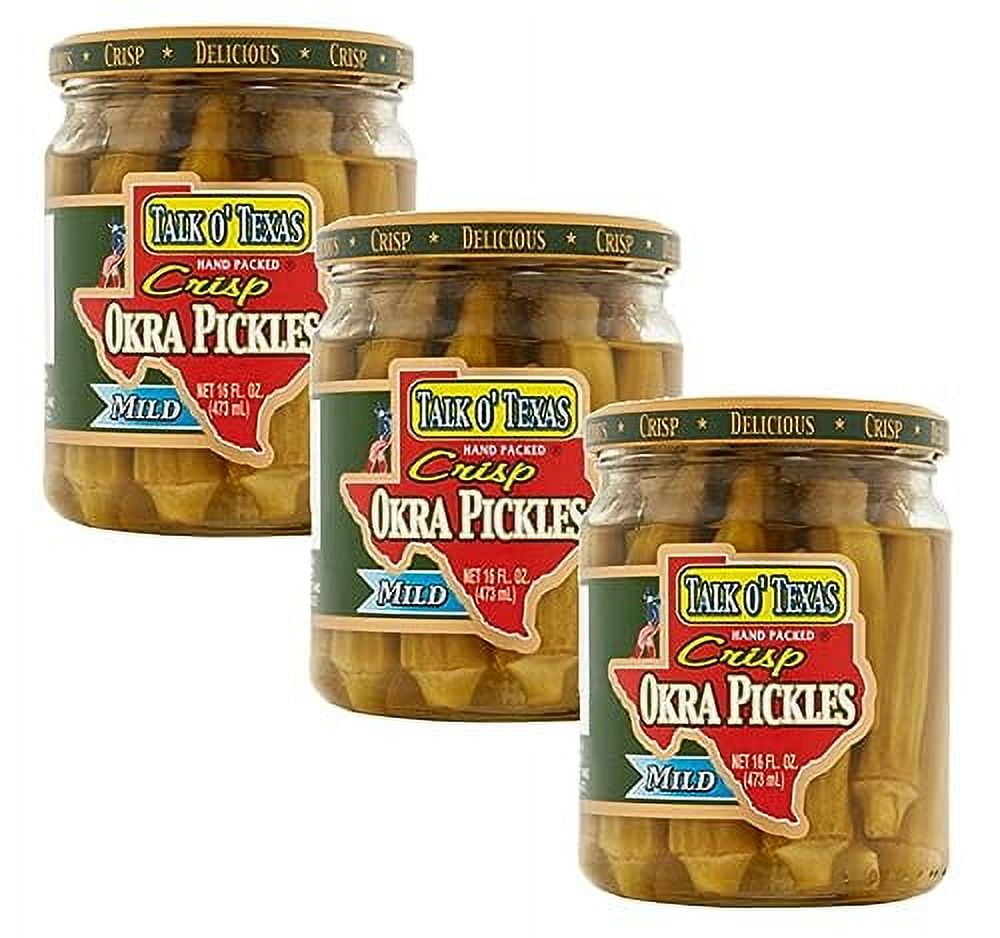 Talk O' Texas Crisp Okra Pickles Mild 16 Oz (Pack of 3) by Talk O Texas