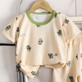 thumbnail image 5 of felwors Toddler Boys Girls Soft Cotton Pajamas Cute Cartoon Print 2-Piece Sleepwear Loungewear Baby Short Sleeve Pajama Sets,Beige,2-3 Years, 5 of 6
