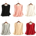 thumbnail image 4 of Qarigey Ropa interior Camiseta Mujer Cálido Grueso Algodón A prueba de viento Ropa interior sin rastro Ropa cómoda Manga larga Invierno Prendas para la parte del cuerpo Tez, complexión L L Qarigey AP013131-18, 4 of 6