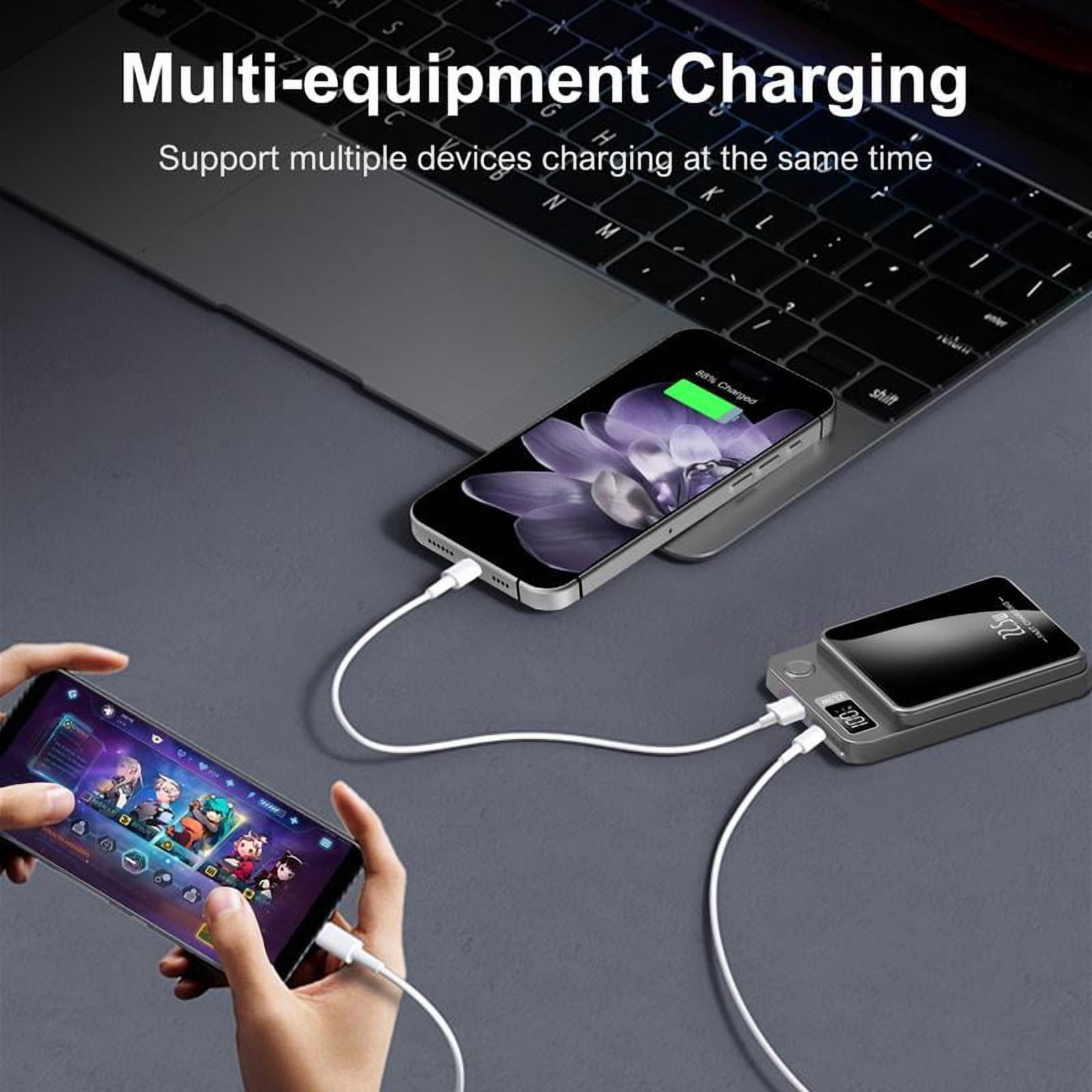 Green Springtok Digital Power Display 10000 mAh Ultra-Thin Mini Wireless Magnetic Power Bank for iPhone & Android Phones, Compact and Portable Charger Chargeable Smartphone Battery
