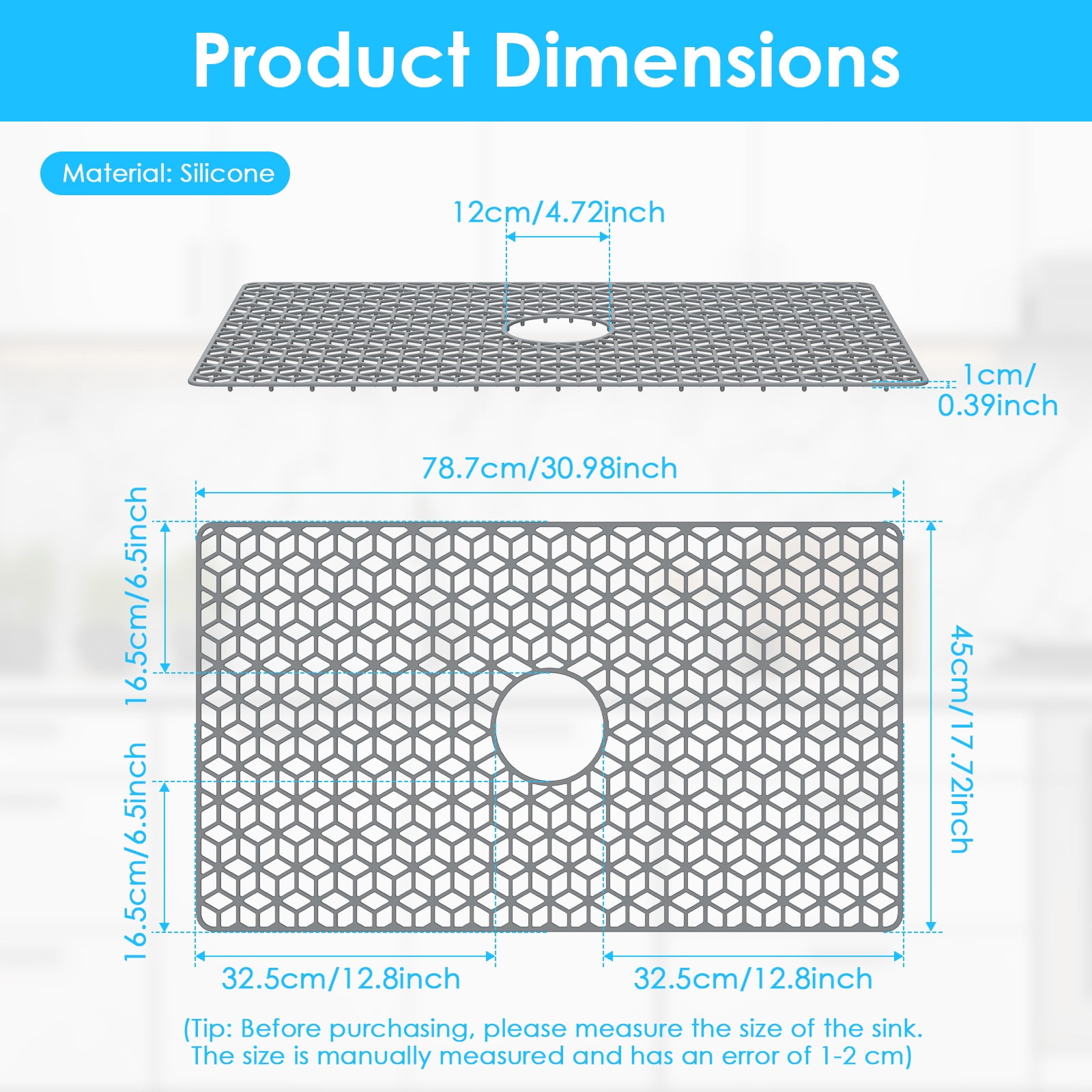 Practical Silicone Sink Protector Heat Resistant and Nonslip Kitchen Sink Mat with Hollow Design for Home Kitchen Countertop