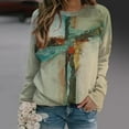 thumbnail image 2 of Cadeaux pour Elle Blouse Imprimée Mode Femme Col Rond Teinture sur Nœuds Croix, 2 of 6