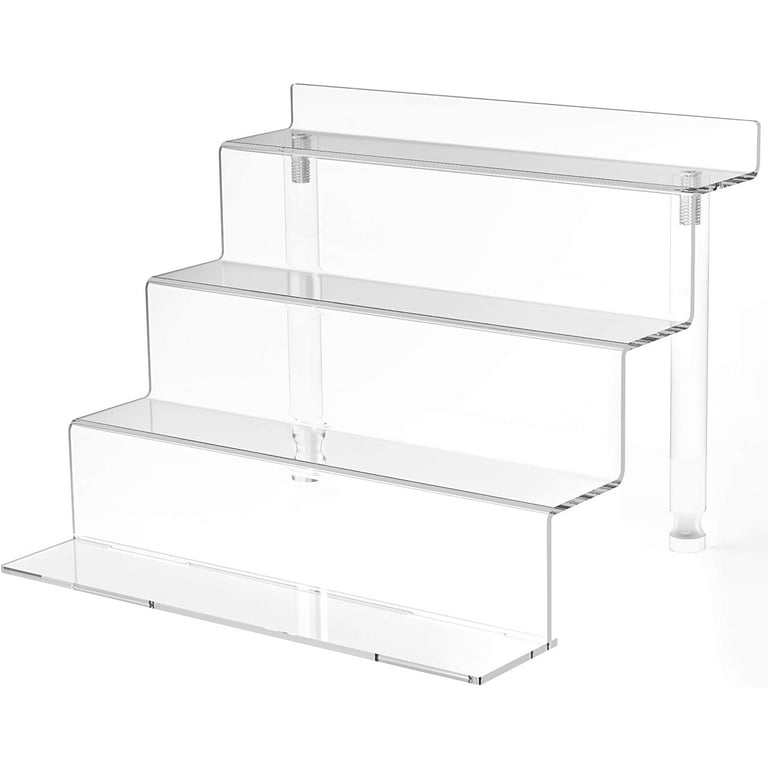 Hirchor Acrylic Display Riser Shelf for Amiibo Funko Pop Figures, 4 Tier Clear Risers Display Stands for Tabletop Countertops Cabinet Decoration and