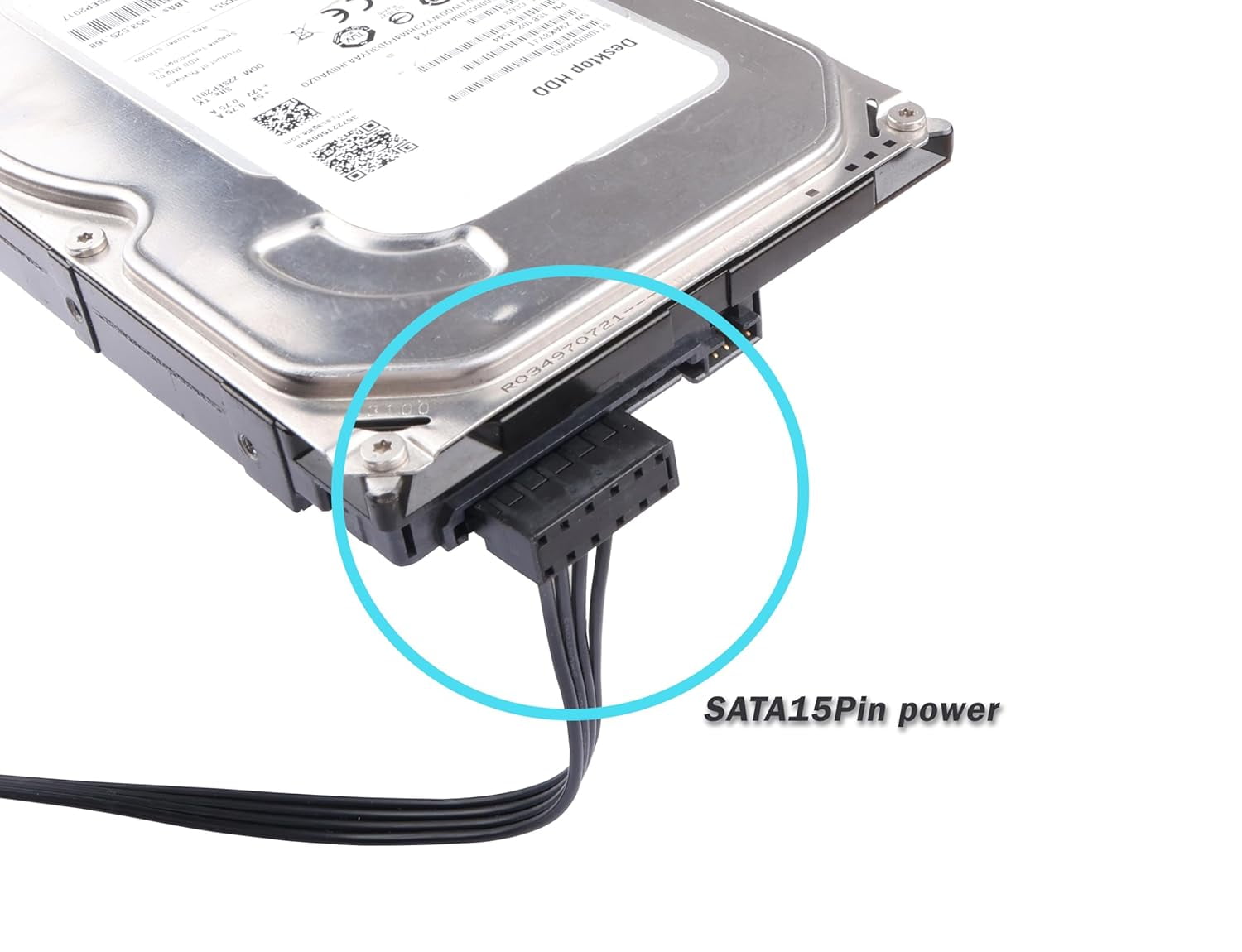 HRTGFD-IDE Molex 4 PIN Male to 6 x SATA 15 PIN Female Expansion Power Cable 27.9in 18AWG Tinned Copper - for PC/NAS/Server Mechanical Hard Drives/SSDs