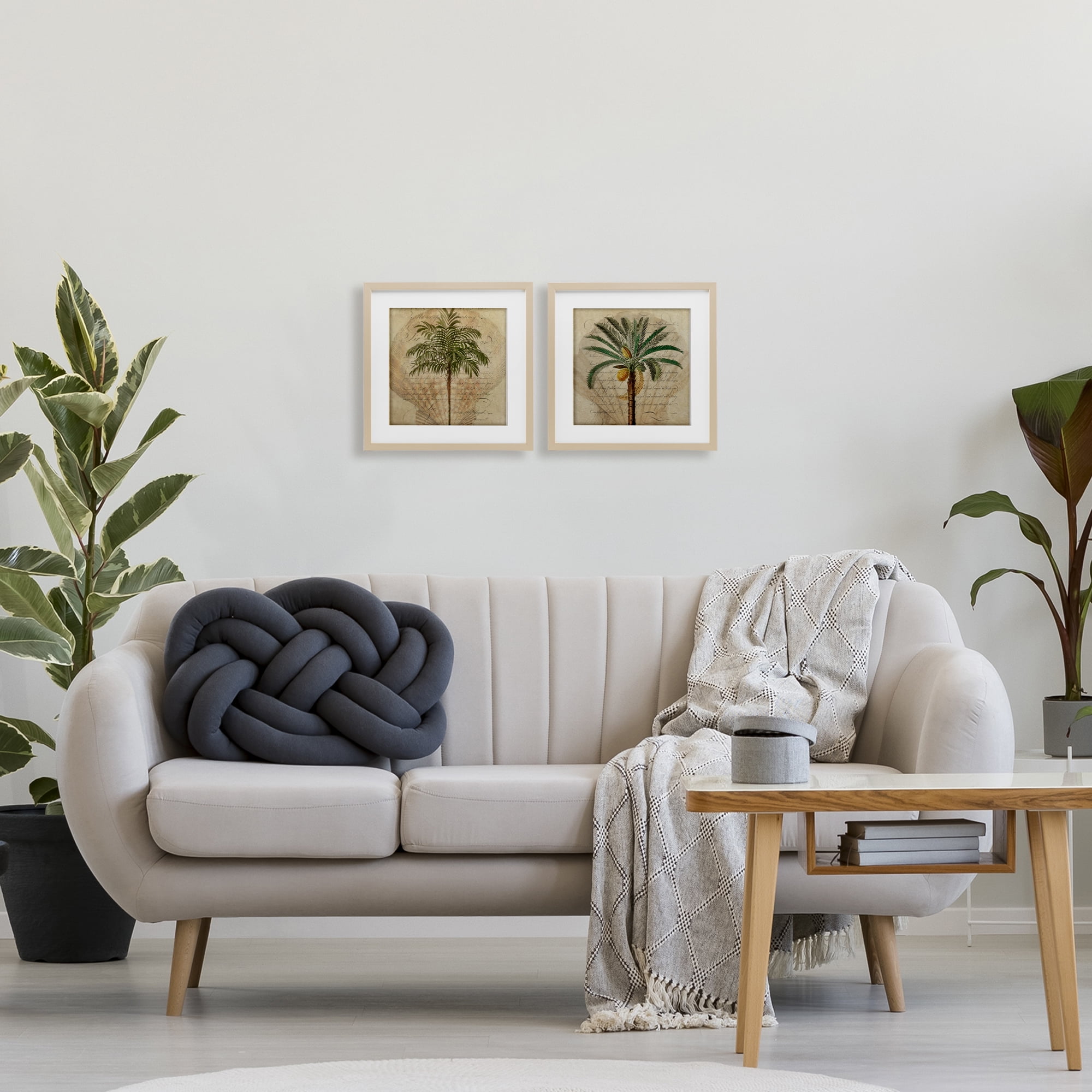 Stupell Industries Subdued Tropical Palms 2 Piece Birch Framed Print Under Glass Set, design by Steve Hunziker