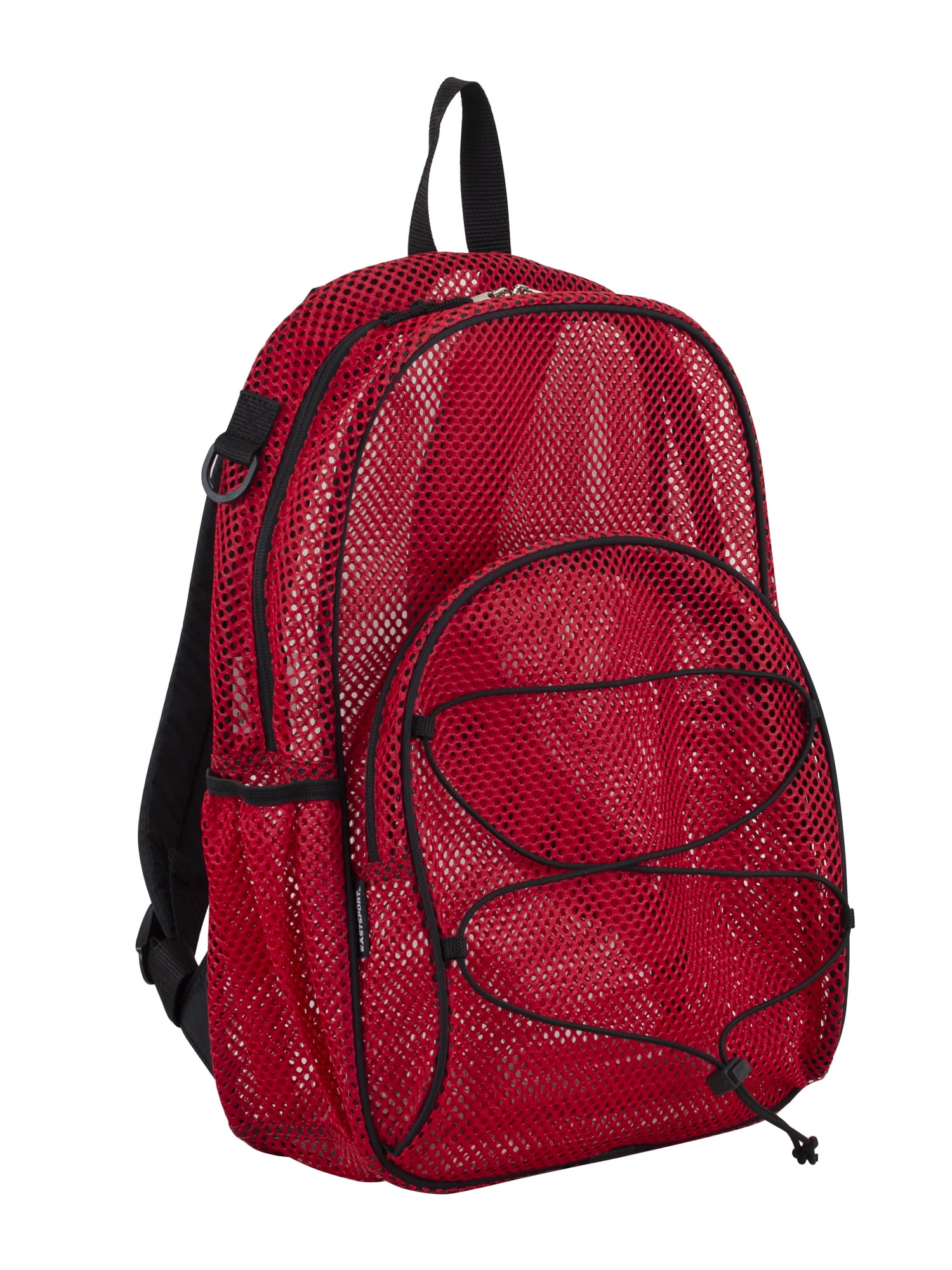 Eastsport Unisex Mesh Bungee Backpack with Padded Shoulder Straps, Red
