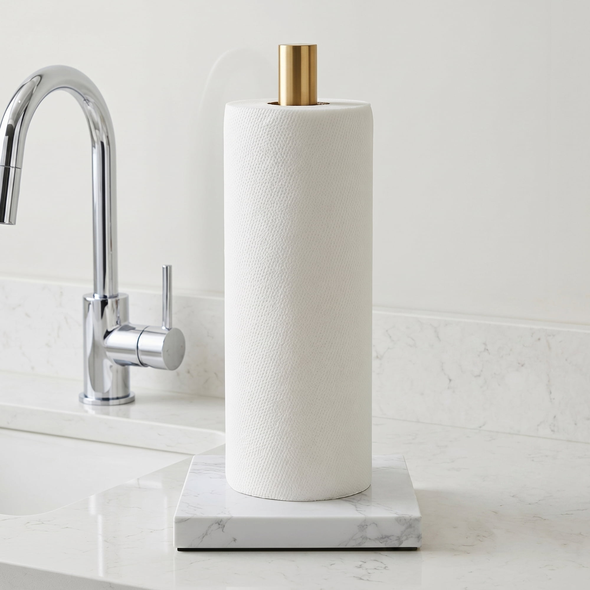 Unique Bargains Non Slip Base Paper Towel Holder Gold F 11.7x5.9inch