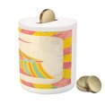 thumbnail image 3 of Circus Piggy Bank, Circus Tent Illustration with Grunge Look Vintage Entertainment Carnival Theme Art, Ceramic Coin Bank Money Box for Cash Saving, 3.6" X 3.2", Multicolor, by Ambesonne, 3 of 4